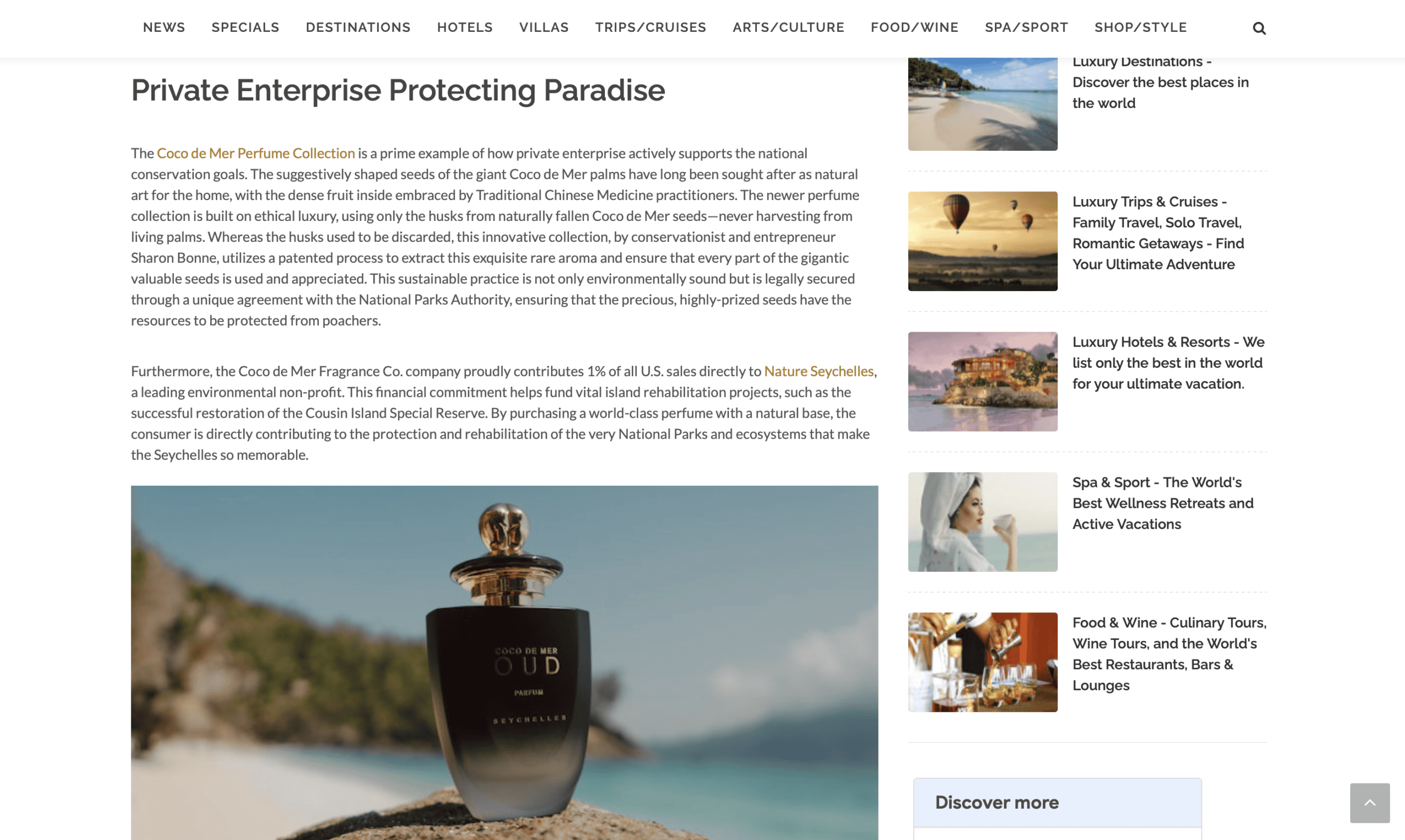 Luxury Travel Magazine - Coco de Mer Perfume Collection Seychelles