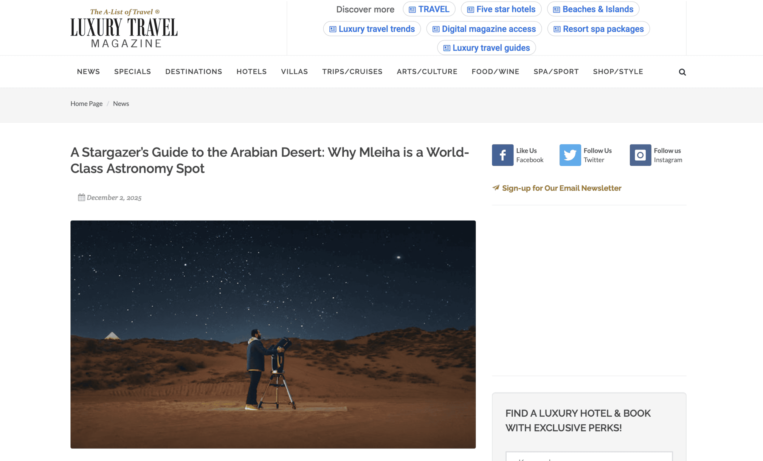 Luxury Travel Magazine - A Stargazer's Guide to the Arabian Desert