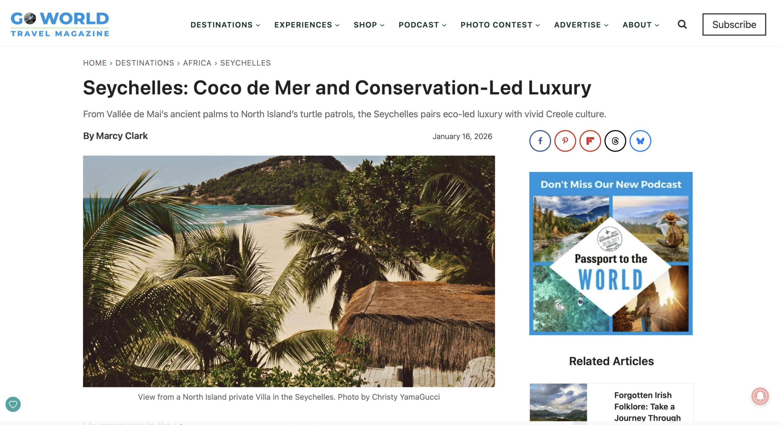 Go World Travel Magazine - Seychelles Coco de Mer by Marcy Clark
