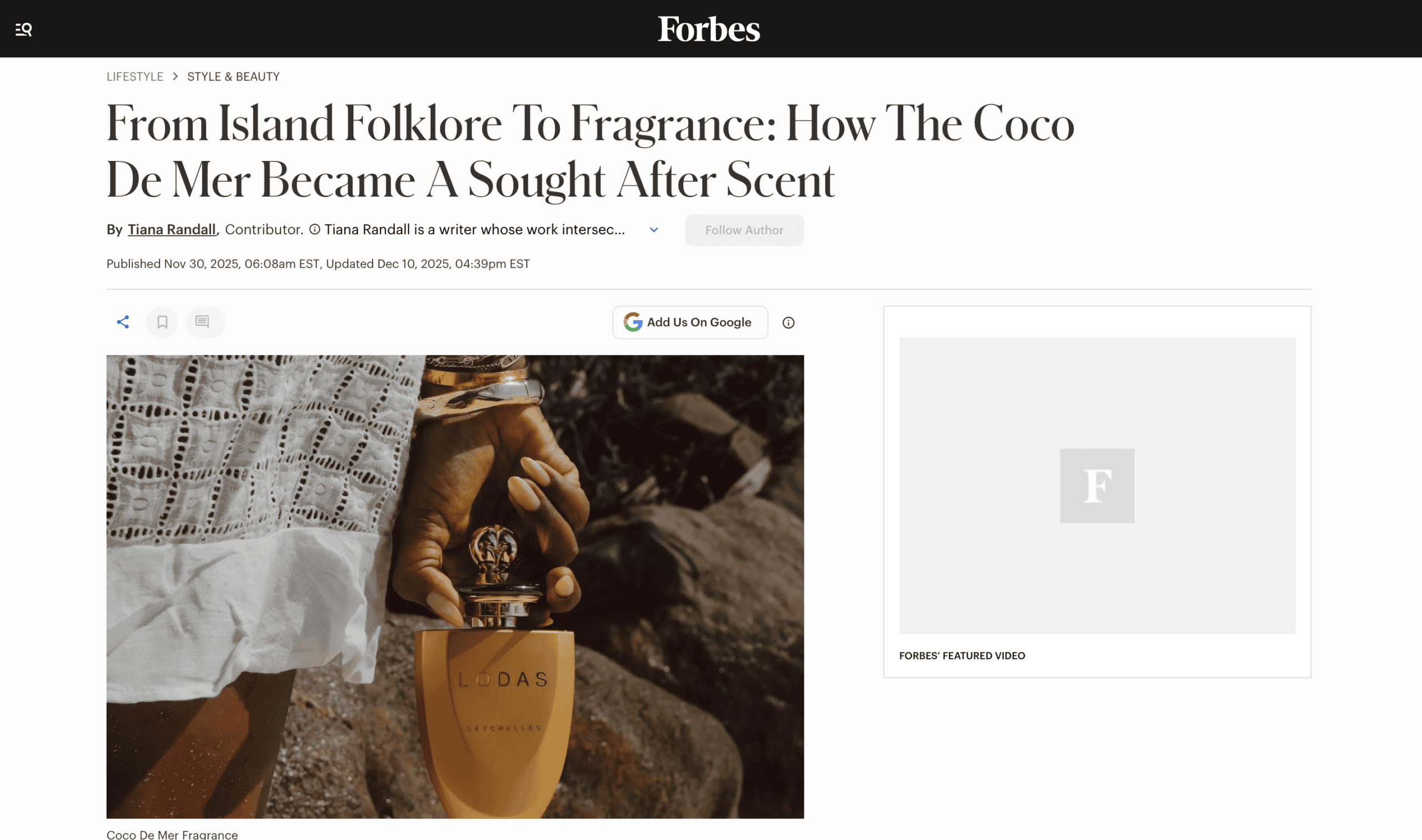 Forbes - Coco de Mer Collection