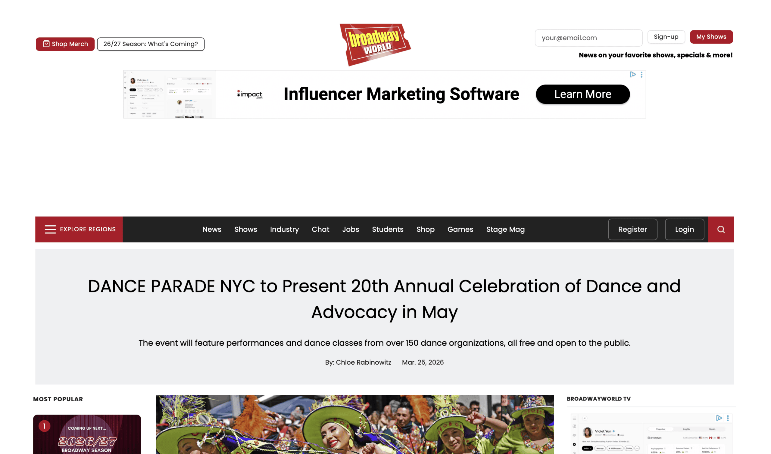 Broadway World - Dance Parade NYC 20th Annual Celebration