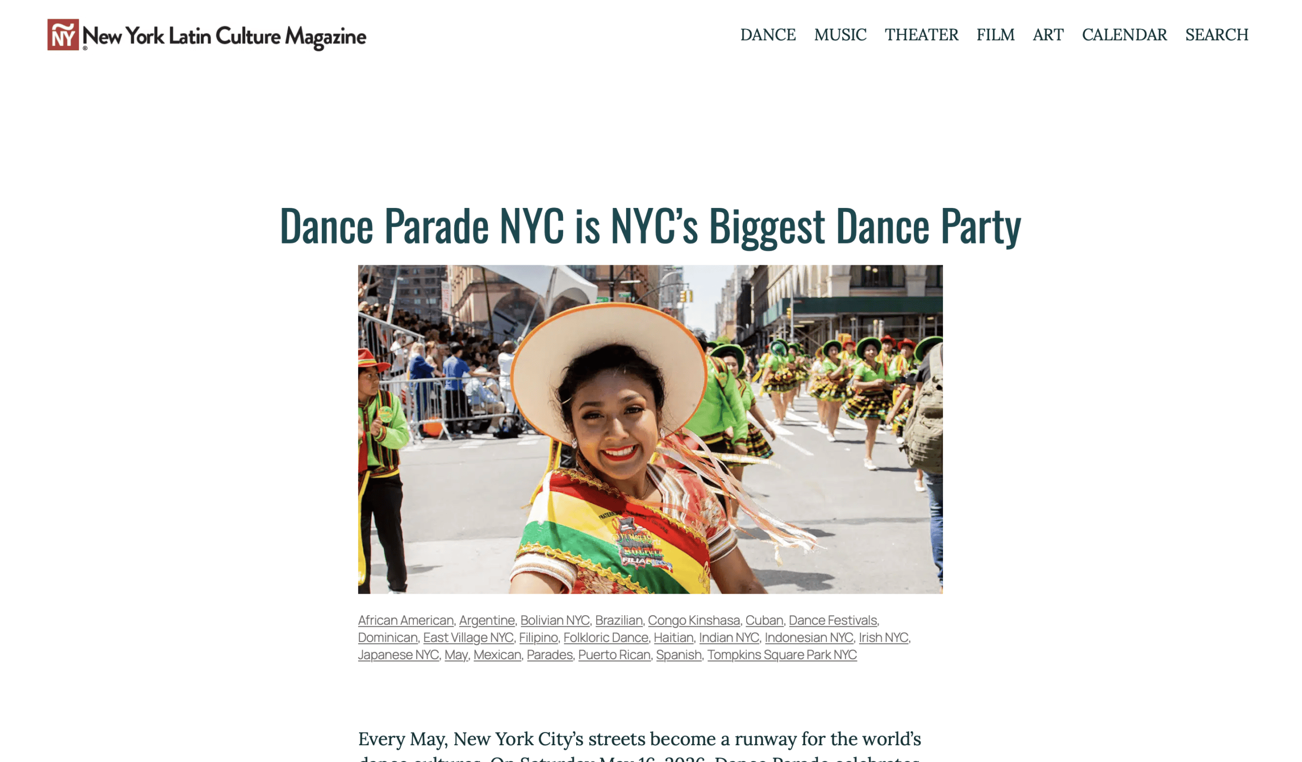New York Latin Culture Magazine - Dance Parade NYC
